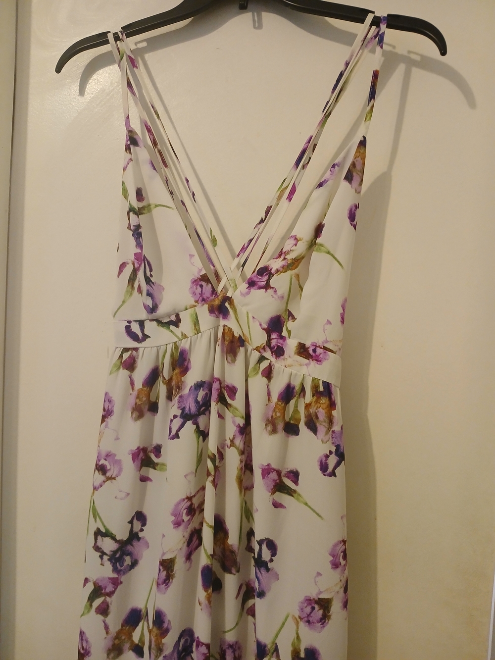 Forever 21 White Dress with Purple and Green Floral Accents